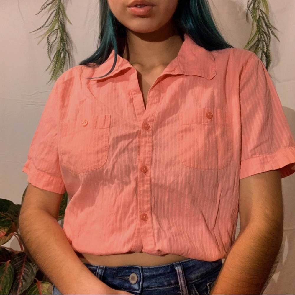 Pink Dotted Button Up